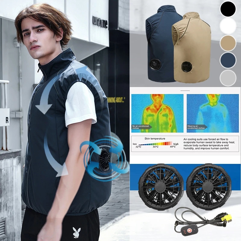Outdoor Camping Vest - Kamizelka chłodząca 2026 z wentylatorem, klimatyzowana