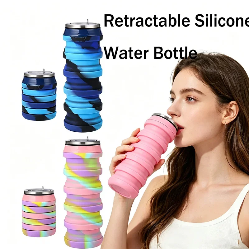 Collapsible Water Bottle - 480ML Składana silikonowa butelka na wodę,