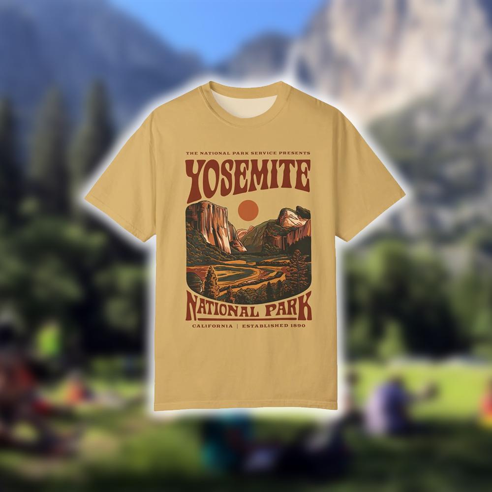 Outdoor Camping Yosemite - Koszulka z nadrukiem vintage Parku Narodowego