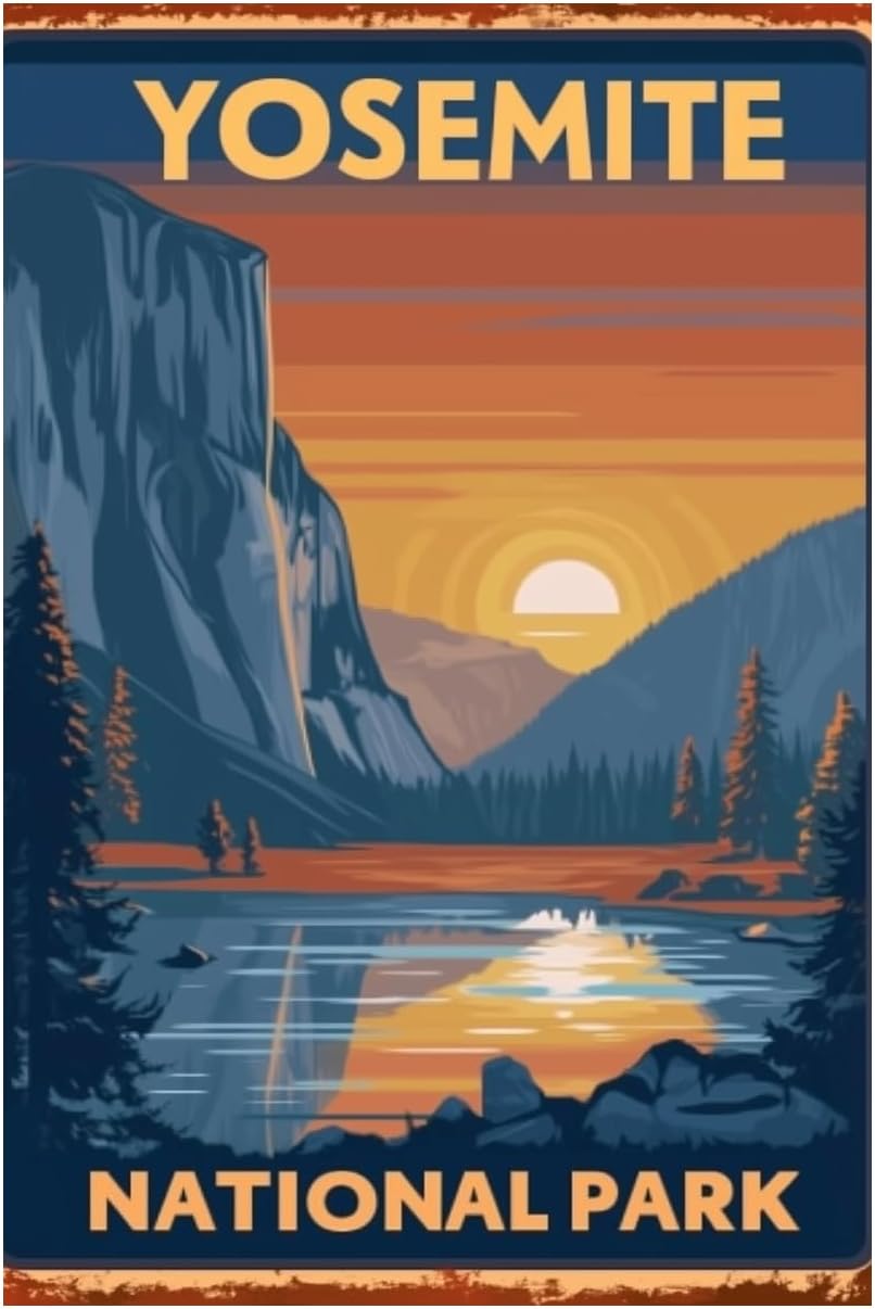 Outdoor Camping Yosemite - Metalowa tabliczka/panołkowy plakat z motywem wędrówek